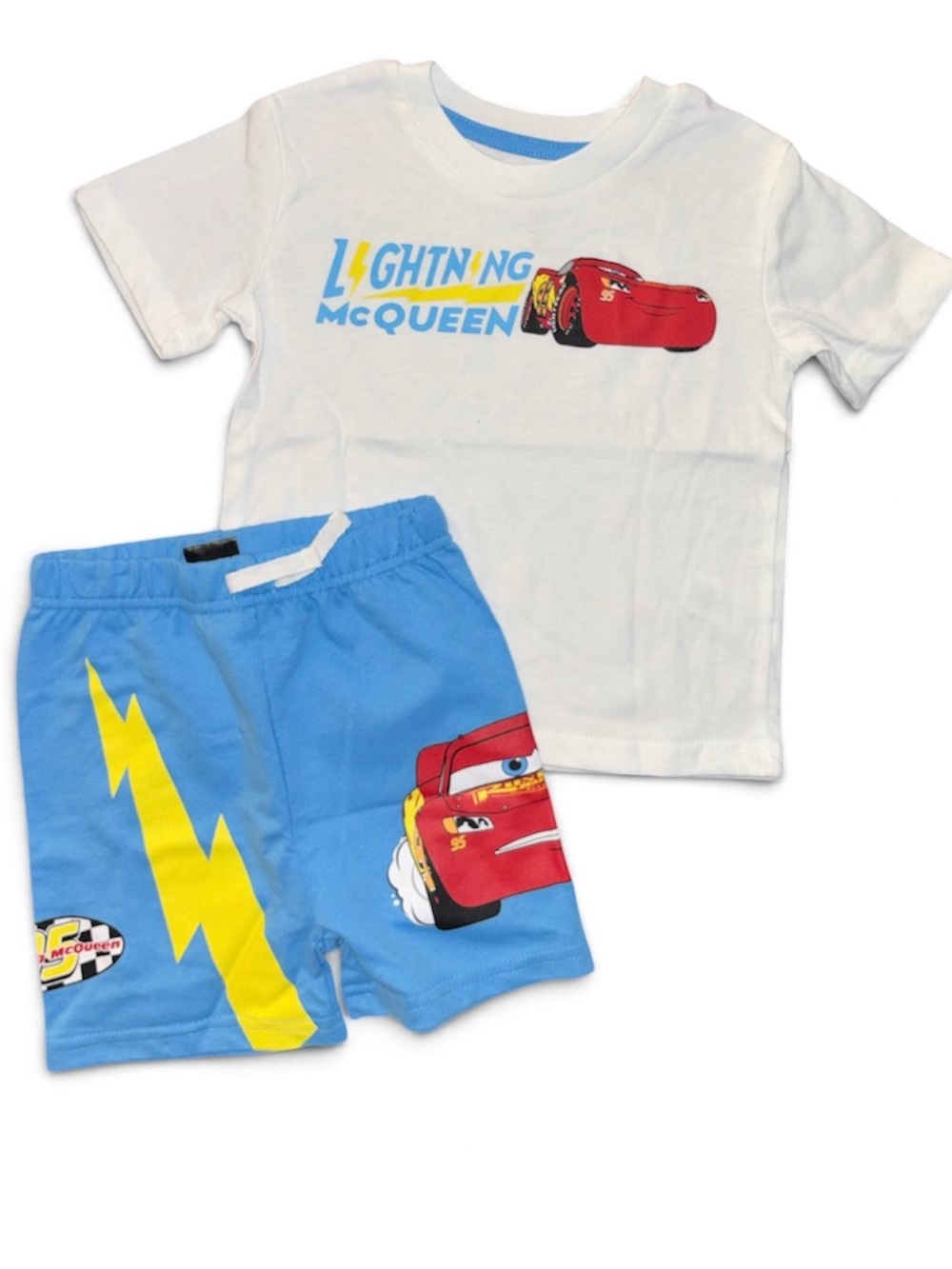 Disney Lightning McQueen Tee & Shorts Set - White, Blue, Red, Yellow size 2T